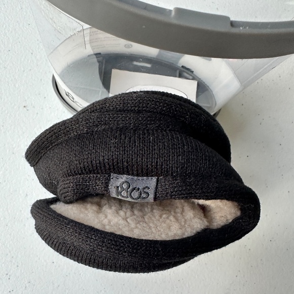 180s Mens Aztec Sweaterknit Fleece Behind-The-Head Black Ear Warmers NEW - Picture 9 of 11